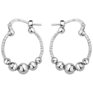 SREBRNE RODOWANE KOLCZYKI OKRĄGŁE Z OZDOBNYMI KULKAMI 925