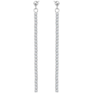 SREBRNE RODOWANE KOLCZYKI WISZĄCE Z CYRKONIAMI 925