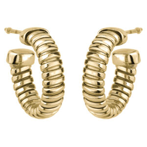 SREBRNE POZŁACANE KOLCZYKI PÓŁKOLA RYFLOWANE 925 585