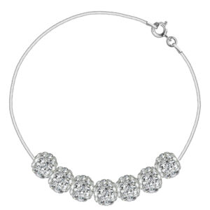 SREBRNA BRANSOLETKA LINKA DUŻE KULKI PEŁNE CYRKONII 925 – 0,9MM