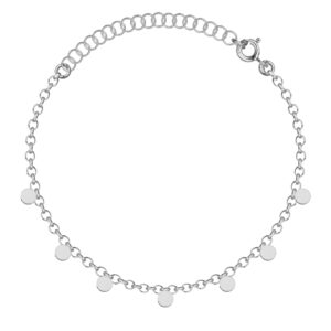 SREBRNA RODOWANA BRANSOLETKA ANKIER Z DROBNYMI OKRĄGŁYMI OGNIWAMI 925 – 1MM