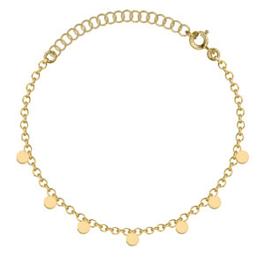 SREBRNA POZŁACANA BRANSOLETKA ANKIER Z DROBNYMI OKRĄGŁYMI OGNIWAMI 925 585 – 1MM