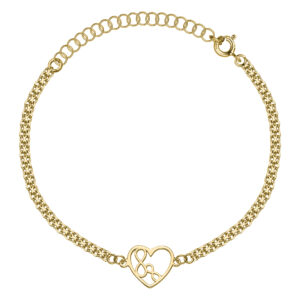 SREBRNA POZŁACANA BRANSOLETKA BISMARK SERCE Z PODWÓJNA NIESKOŃCZONOŚCIĄ 925 585 – 2,1MM
