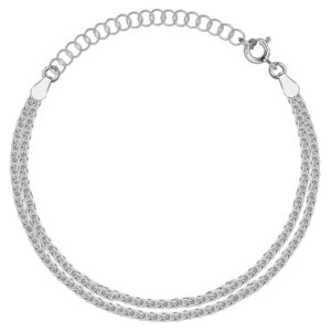 SREBRNA RODOWANA BRANSOLETKA PODWÓJNY LISI OGON 925 – 3,1MM
