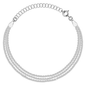 SREBRNA RODOWANA BRANSOLETKA Z DELIKATNYM POTRÓJNYM ŁAŃCUSZKIEM 925 – 4,2MM